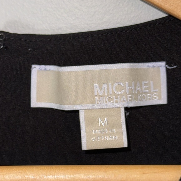 Michael Kors Women's Floral Mini Flounce Cap Sleeve Sheath Dress Black Medium - Picture 4 of 7